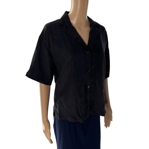 Scotch & Soda Black Linen Short Sleeve Camp Shirt - Picture 7 of 12